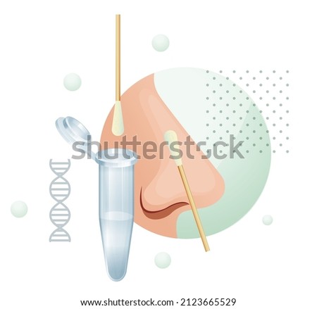 Nasal Swab - RT- PCR Testing  - Stock Illustration as EPS 10 File