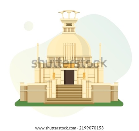 Bhubaneswar City - Shanti Stupa, Dhauligiri - Dhauli Hill -  Icon Illustration as EPS 10 File 