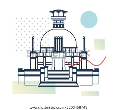 Bhubaneswar City - Shanti Stupa, Dhauligiri - Dhauli Hill -  Icon Illustration as EPS 10 File 