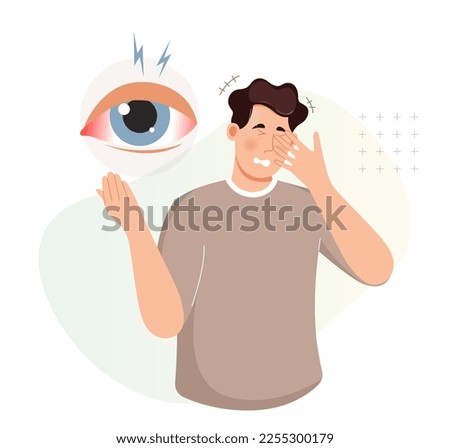 Person with Fungal Infection in Eye Irritant - Pink Eye - Illustration as EPS 10 File