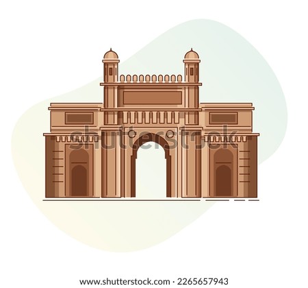 Mumbai - Bombay City - Gateway of India built in Indo-Saracenic Style - Representation as Icon as EPS 10 File 