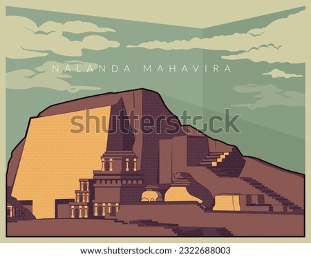 Nalanda Mahavira  -  Buddhist Monastic University  -  Icon Illustration as EPS 10 File 