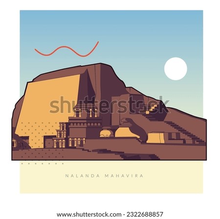 Nalanda Mahavira  -  Buddhist Monastic University  -  Icon Illustration as EPS 10 File 