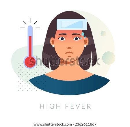 High Temperature Fever with Wet Cloth on Forehead - Icon as EPS 10 File