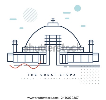 Sanchi Stupa  -  Buddhist Complex  -  Icon Illustration as EPS 10 File 