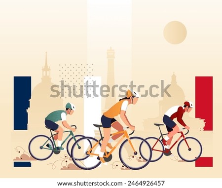 Young  Professional Cyclist in Paris - Stock Illustration as EPS 10 File