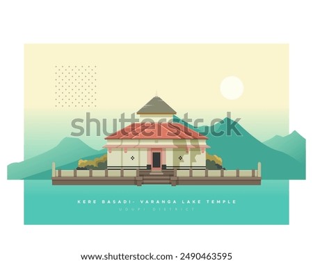 Kere Basadi- Varanga Lake Jain Temple - Stock Illustration as EPS 10 File