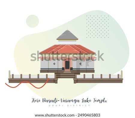 Kere Basadi- Varanga Lake Jain Temple - Stock Illustration as EPS 10 File