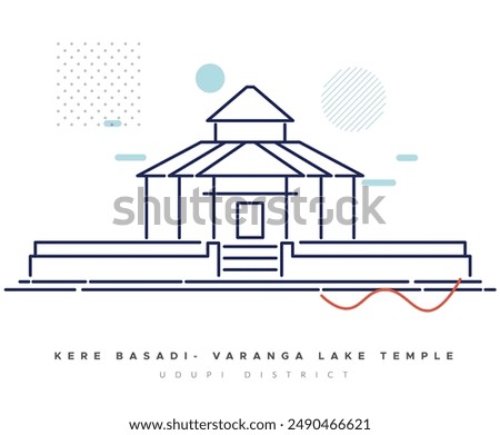 Kere Basadi- Varanga Lake Jain Temple - Stock Illustration as EPS 10 File