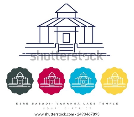 Kere Basadi- Varanga Lake Jain Temple - Stock Illustration as EPS 10 File