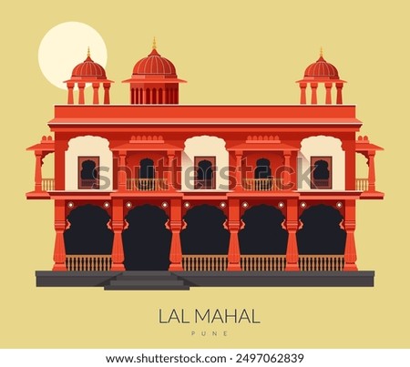 The Lal Mahal (Red Palace) of Pune - Stock Illustration as EPS 10 File 