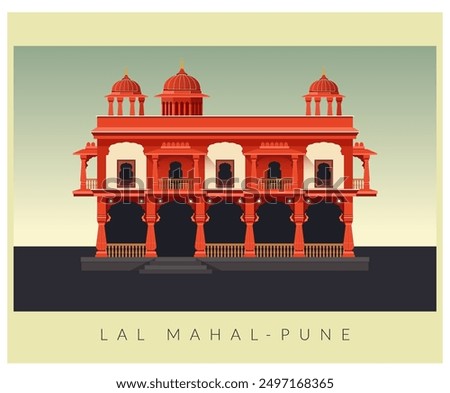 The Lal Mahal (Red Palace) of Pune - Stock Illustration as EPS 10 File 