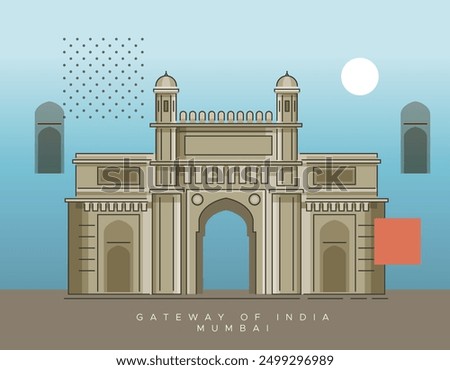 Mumbai - Bombay City - Gateway of India built in Indo-Saracenic Style - Representation as Icon as EPS 10 File 