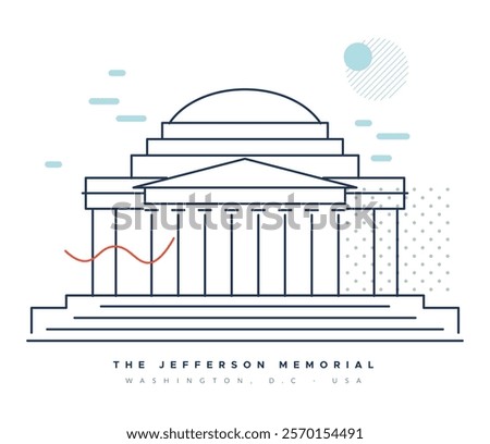 Thomas Jefferson Memorial - Monument in Washington, D.C., United States - Stock Illustration as EPS 10 File