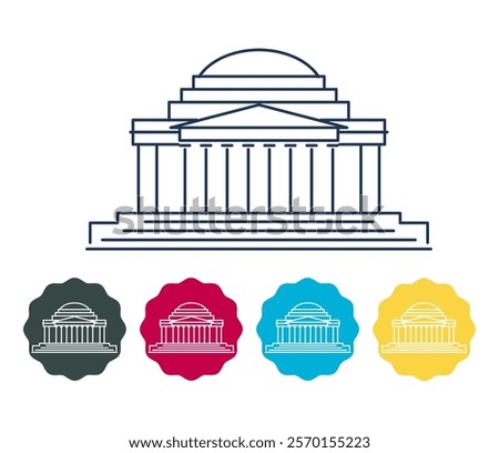 Thomas Jefferson Memorial - Monument in Washington, D.C., United States - Stock Illustration as EPS 10 File