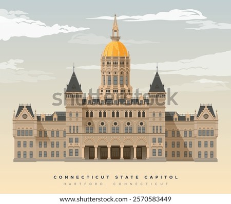 Connecticut State Capitol - Hartford - Stock Illustration as EPS 10 File