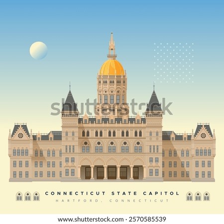 Connecticut State Capitol - Hartford - Stock Illustration as EPS 10 File