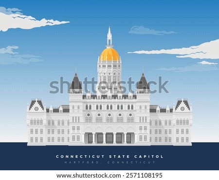 Connecticut State Capitol - Hartford - Stock Illustration as EPS 10 File