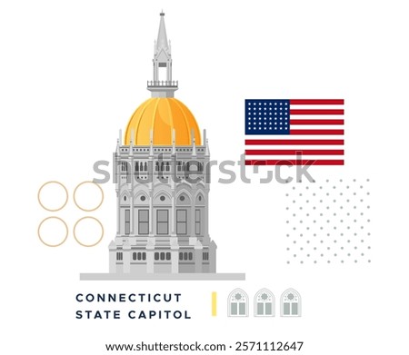 Connecticut State Capitol - Hartford - Stock Illustration as EPS 10 File