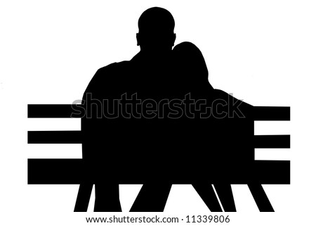 Isolated Silhouettes Of Lovers On A Bench Stock Photo 11339806 ...