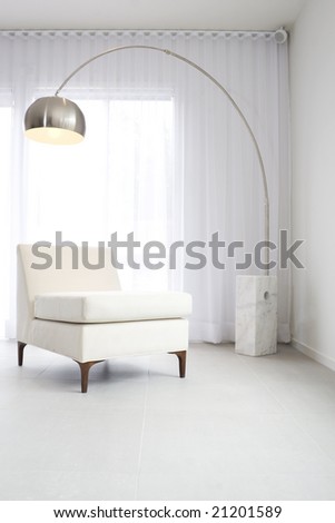 Contemporary interior with lamp