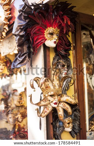 The famous Carnival of Venice,masks,people and events
