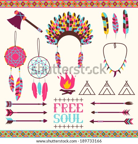 Arrows, Indian elements, Aztec borders and embellishments