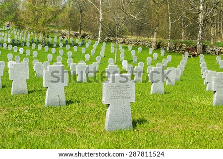 Saldus, Latvia,  May 01: German World War II Military Cemetery on may 01, 2015 in Saldus, Latvia. \
There are approximately 25 000 German soldiers reburied at the cemetery.
