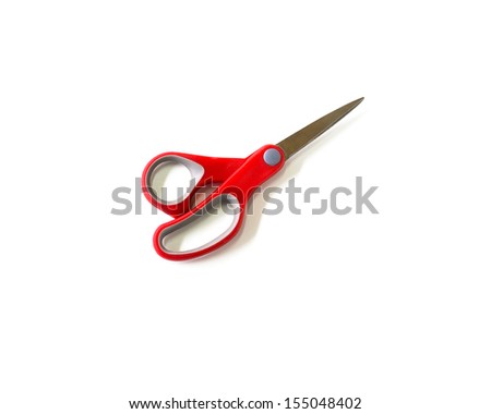 Red scissors. Object is isolated on white background.with clipping path