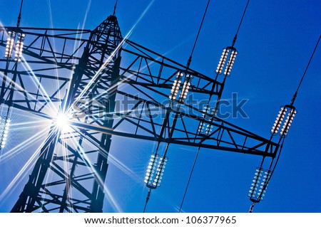 Similar – Foto Bild Freileitungsmasten mit Freileitungen im Sonnenuntergang / Energieversorgung