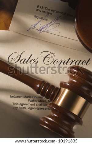 Sales contract and gavel