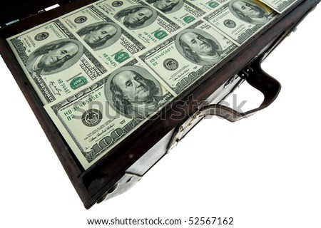 A large chest with dollar banknotes. Financial crisis, crisis, debt.