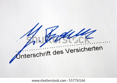 Signature of the insured under an insurance contract
