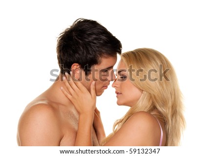Couple has fun and joy. Love, eroticism and tenderness in everyday life.