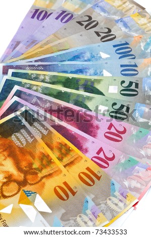 Swiss francs. Money and bank notes in Switzerland
