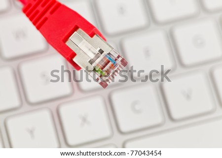 The red wire of a network from a computer.