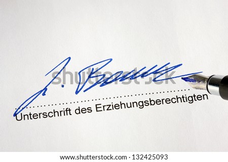 handwritten signature on an official document of the school