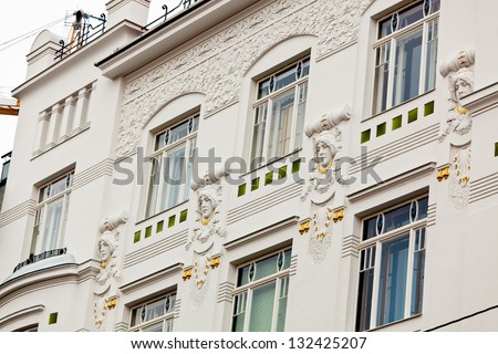 a beautifully renovated art nouveau building. renovation of old town houses.