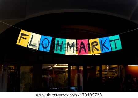 sign flea market, symbol photo for sale of used goods by private individuals