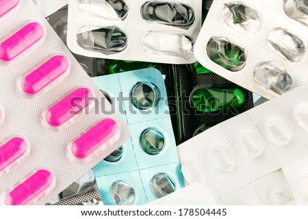 tablets in blister pack, icon photo for health, medicine and pill addiction