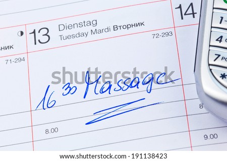 a date is entered on a calendar: massage