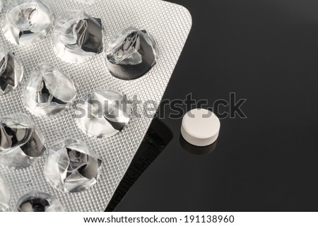 tablets in blister pack, icon photo for health, medicine and pill addiction