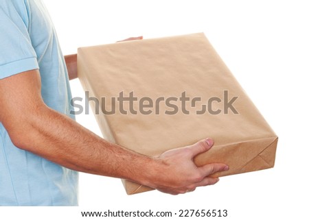 a messenger of messenger service delivers parcel