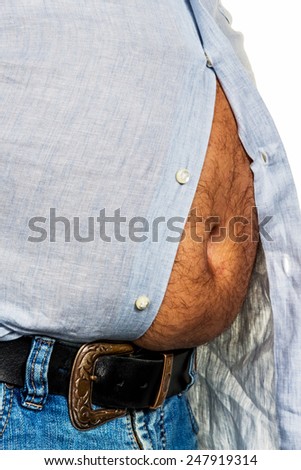 man with overweight. symbolic photo for beer belly, unsuccessful diets and poor diet