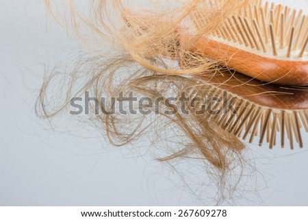 a hair brush with haeren. beginning of hair loss and alopecia