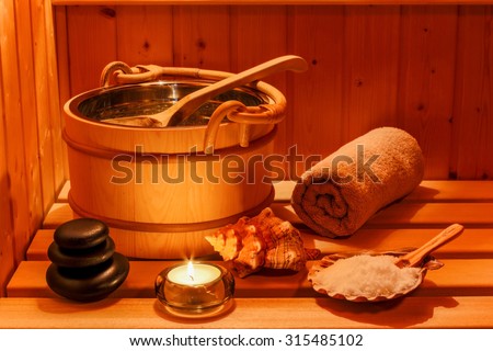 cozy atmosphere in the sauna at a spa area of wellness hotel. recreation and relax from everyday life.