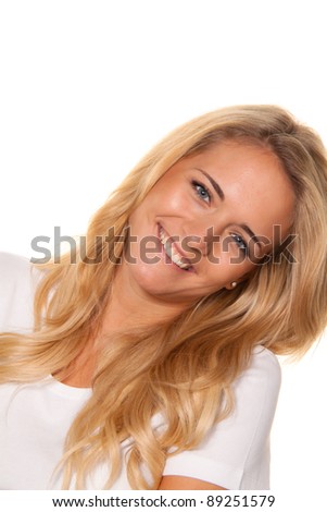 young nice woman. cheerful smile. portrait on a white background Stock foto © 