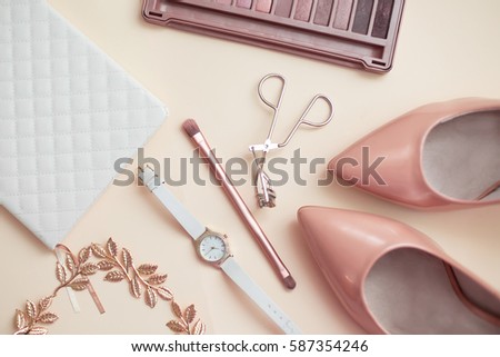 Similar – Image, Stock Photo Delicate woman in beige bodysuit in studio