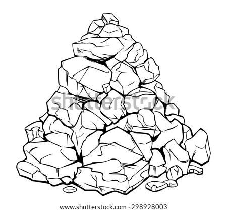 Cartoon Pile Of Rocks, Black And White Stock Vector Illustration ...