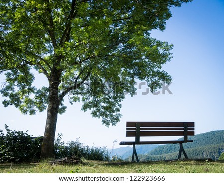 park bench at the european alps